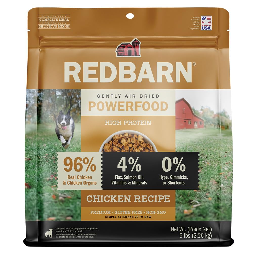Redbarn Powerfood empaque pollo, ideal para dieta proteica diaria.