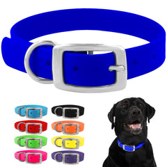 Regal Dog Products collar azul con hebillas dobles, seguro para paseos.