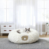 RELAXLATE gran túnel para gatos blanco, vista frontal, ideal para juego y descanso.