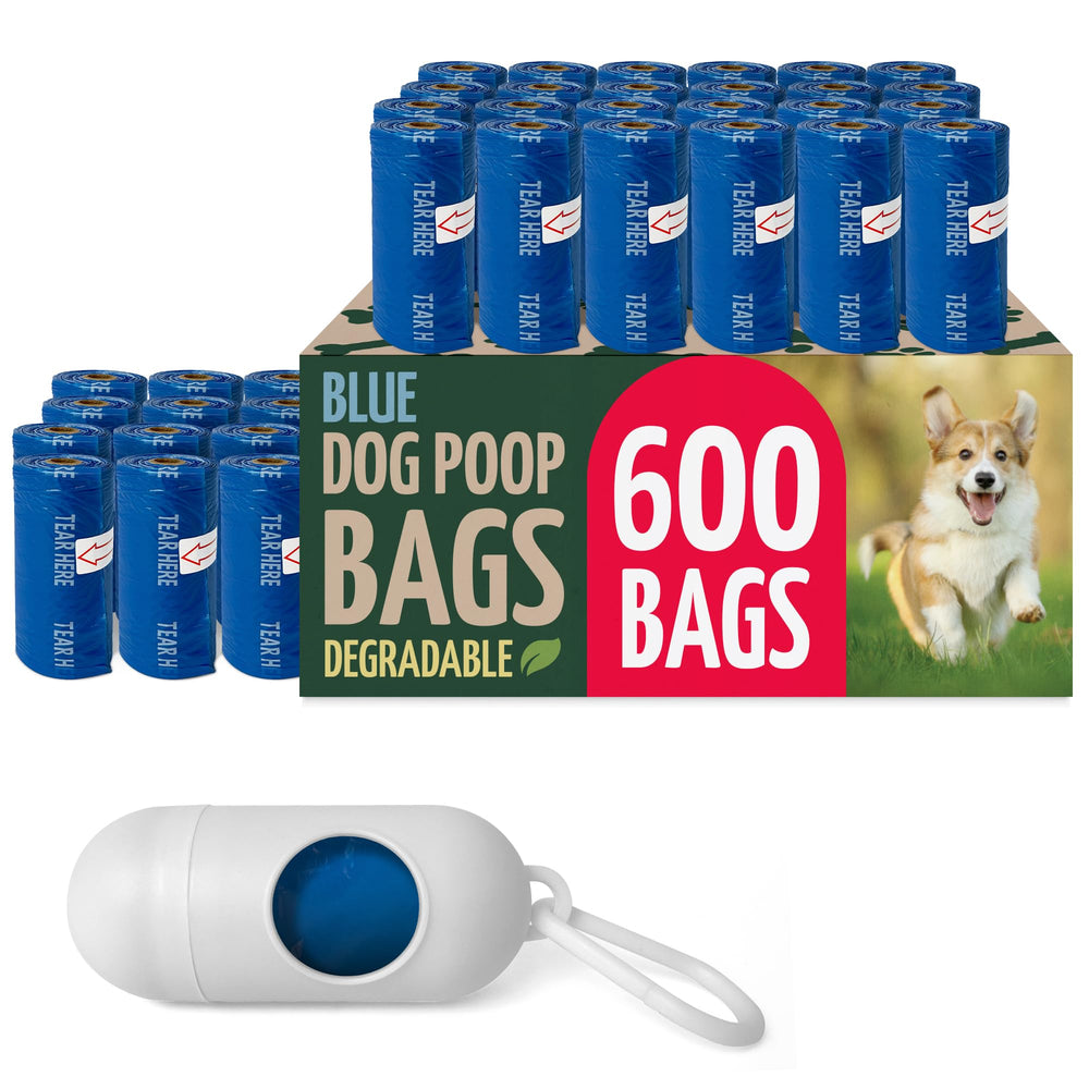 Bolsas Reli biodegradables para perros, pack 600, color azul, listas para caminatas largas.