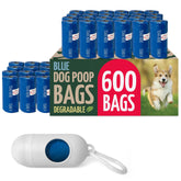 Bolsas Reli biodegradables para perros, pack 600, color azul, listas para caminatas largas.