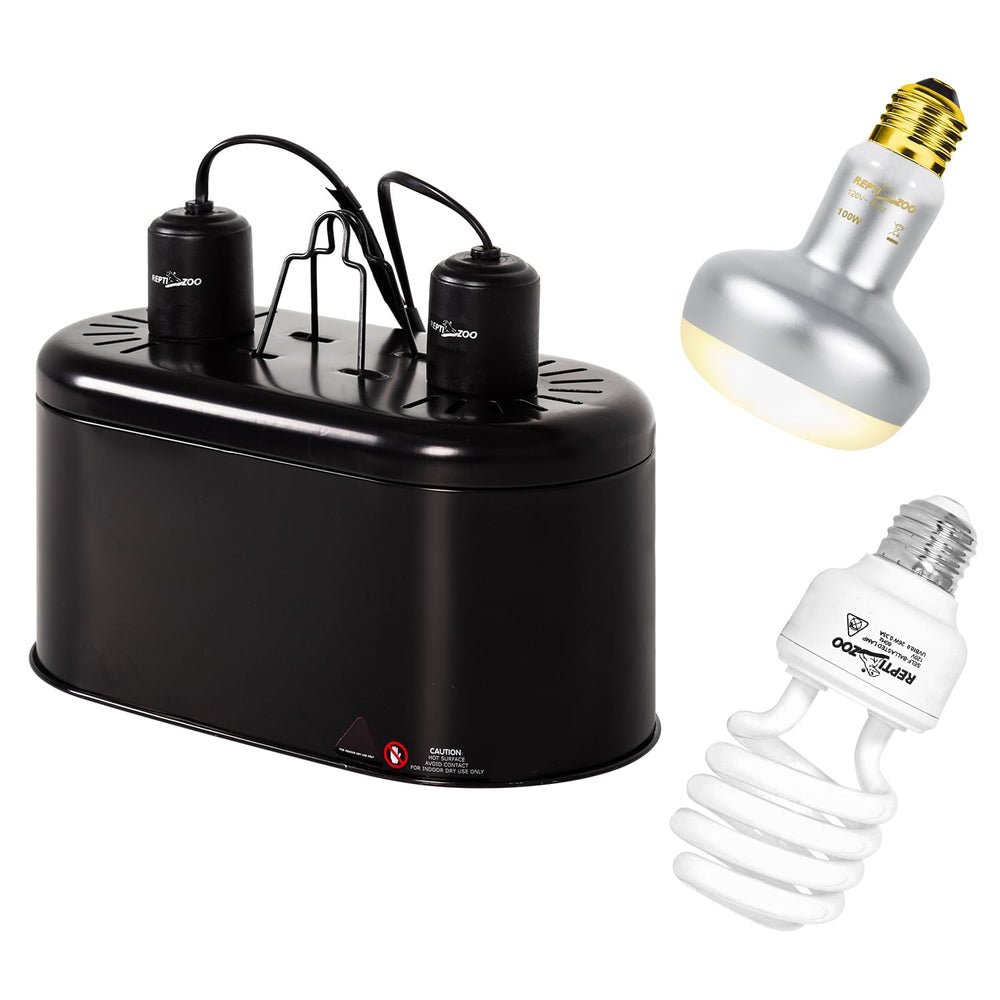 REPTI ZOO Conjunto iluminación térmica con soporte doble para control independiente.