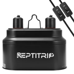 REPTITRIP lampara doble para reptiles con interruptores independientes para control de calor y UVB.