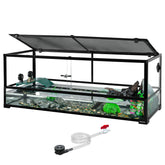 REPTIZOO tanque tortugas 67gal, vista frontal clara para observar nadar y alimentarse.