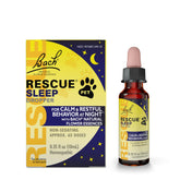 Botella Rescue Pet Sleep Dropper de 10 ml lista para apoyar el descanso nocturno.