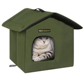 Rest-Eazzzy casa-gato exterior oliva refugio seguro al aire libre para felinos.
