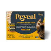 Reveal Gato: lata de caldo de pollo real, sabor nutritivo y hidratación natural.