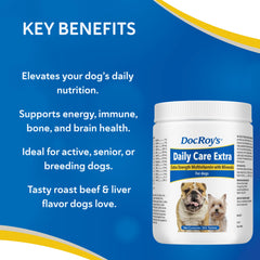 Doc Roy's Daily Care Extra tabletas sabor res asado para perros, fácil de administrar diariamente