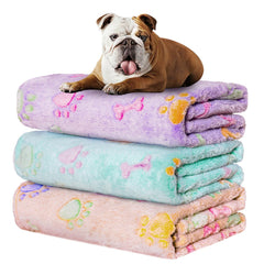 Rezutan manta para perro con dos caras reversibles y huella, descanso cómodo.