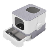 RIZZARI caja de arena de acero inoxidable grande con tapa superior, ideal para gatos grandes.