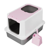RIZZARI caja de arena rosa para gatos con entrada superior, privacidad y control de olores.