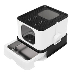 RIZZARI bandeja para gatos XXL negro con entrada superior, ideal para maximizar el espacio