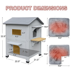 Rockever casa exterior para gatos, diseño de dos pisos para más área de juego