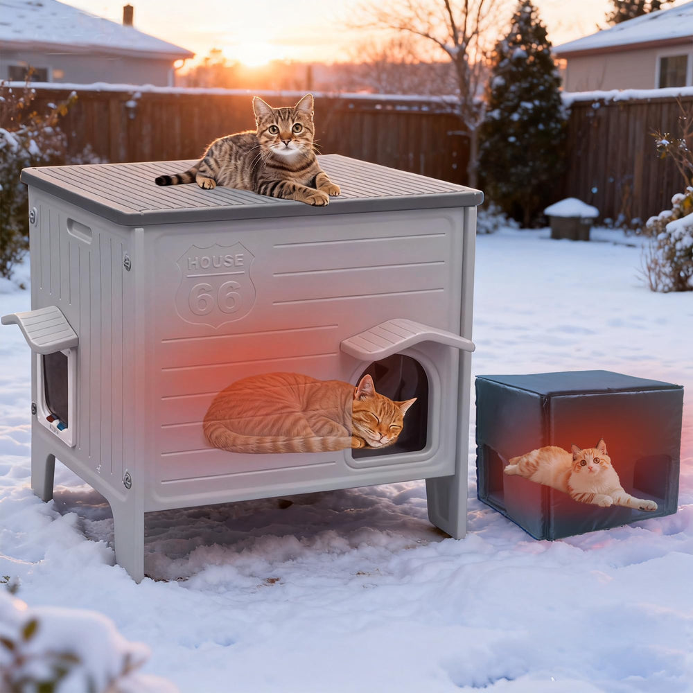 Rockever casa para gatos exterior aislada frente protege del frío y la lluvia