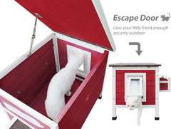 Rockever-casa-gatos-puerta-salida, acceso rápido para escape seguro de gatos.
