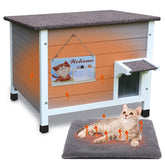 Rockever casita aislada para gatos: vista frontal, protección contra el viento.