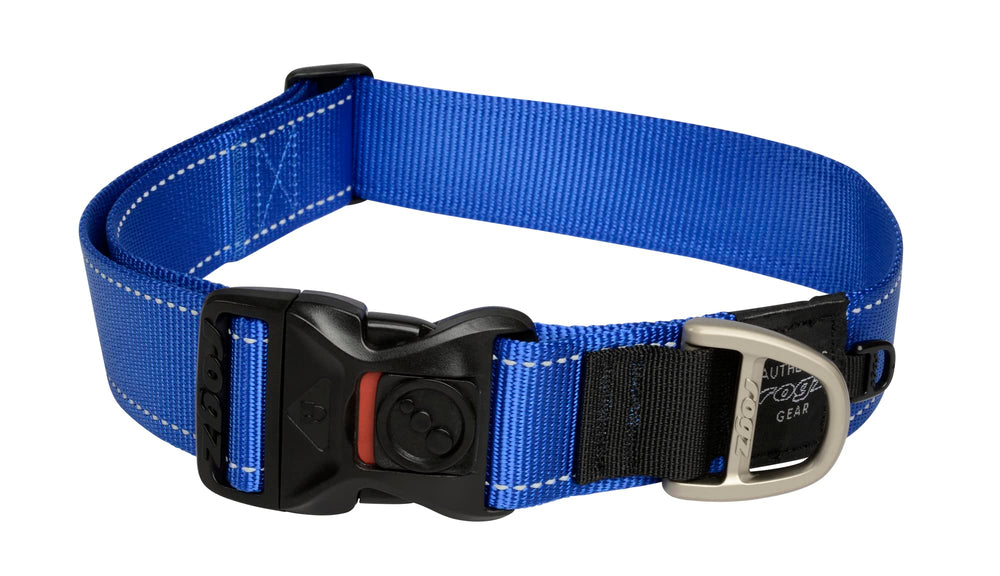 Collar Rogz Landing Strip reflectante azul XXL; mejor visibilidad en la oscuridad.