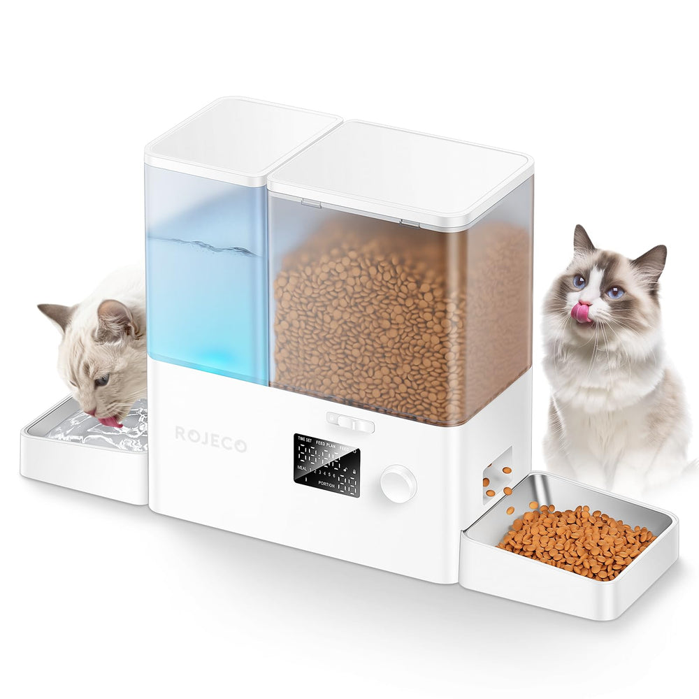 ROJECO alimentador automático para gatos, vista general del producto.