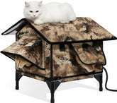 rolimate, casa-gato exterior con tejado a dos aguas indestructible, ideal para climas extremos.