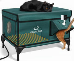 Rolimate casa-gato exterior con cámara 2K para vigilar gatos al aire libre.