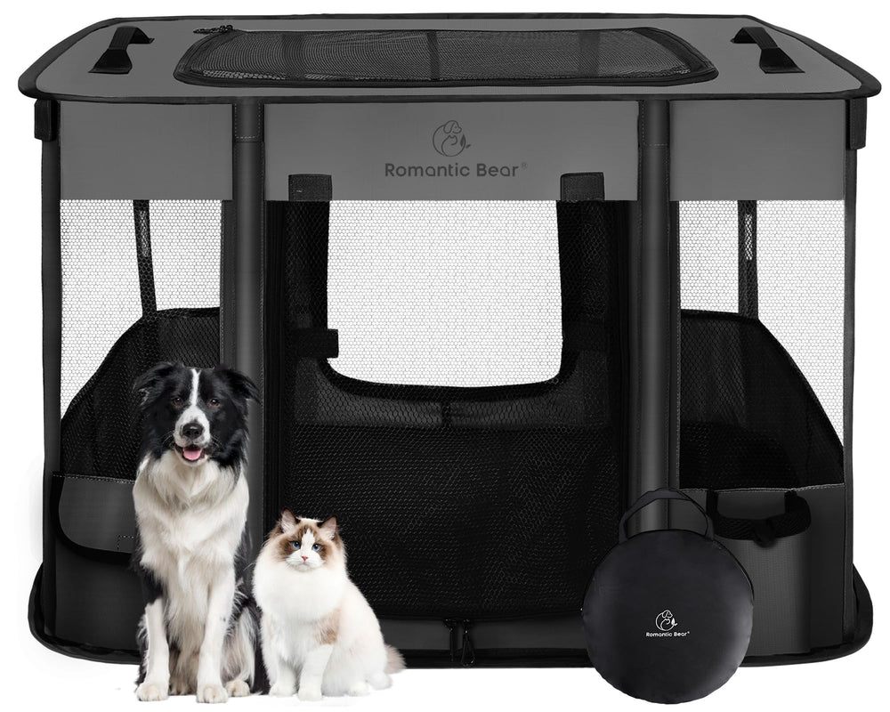 Romantic Bear jaula plegable para perros, espacio seguro en casa.