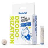 Romod arena de tofu para gatos, compacta y fácil de limpiar.