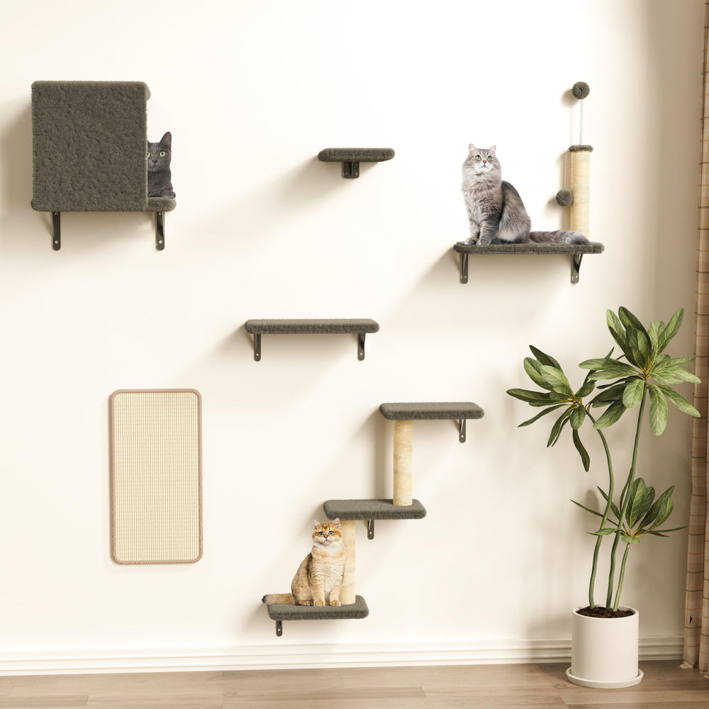 ROMSPRI estanterías de pared para gatos con puente, ideal para trepar.