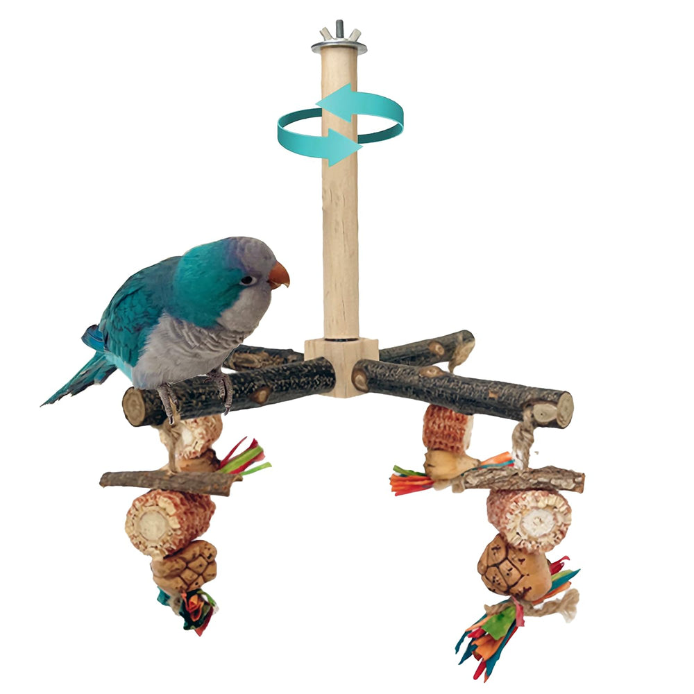 Percha giratoria 360° de ROOJUNE para aves pequeñas, mejora la exploración y el agarre.