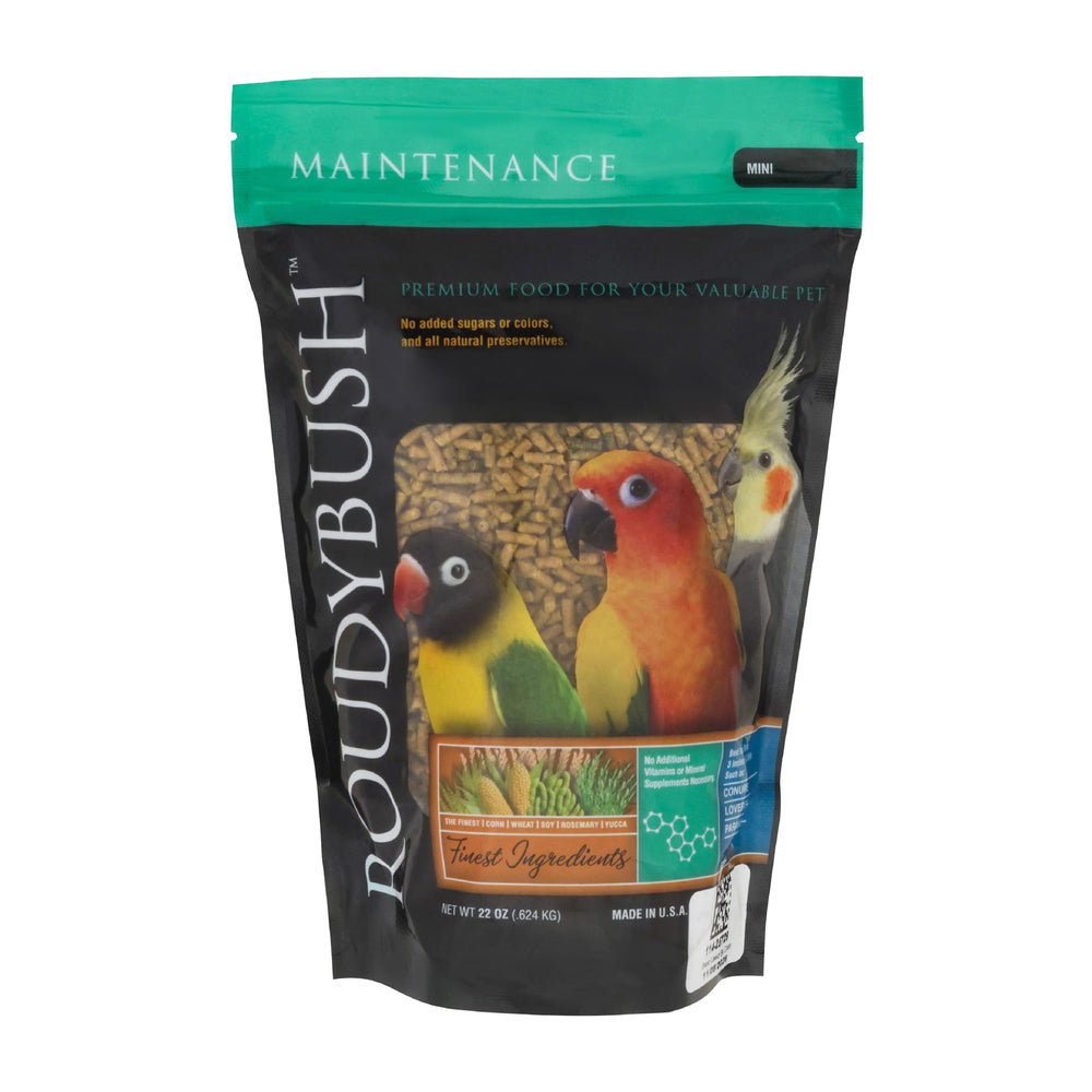 RoudyBush Daily Maintenance pellets en plato para nutrición diaria de aves