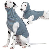 ROZKITCH chaleco peso para perros con capucha en azul rayas, calma durante salidas