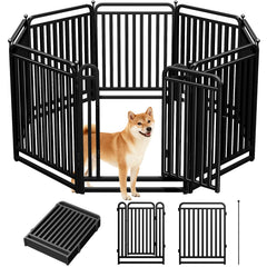 RRBW Corral de metal grueso para perros, 8 paneles y 40 pulgadas, estable.