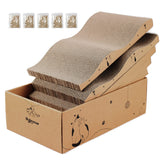 RUBMEOW caja rascadora exterior para gatos, protege muebles y ofrece juego.