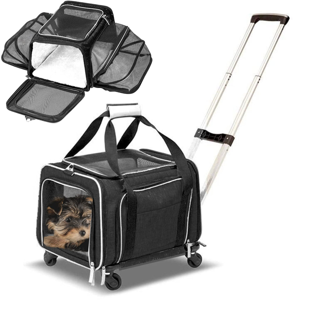 RUFF LIFE 101 transportín expandible con ruedas, vista frontal, para viaje cómodo y seguro.