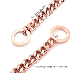 RUMYPET collar cadena oro rosa 11mm, 16 pulgadas, resistente para perros activos.