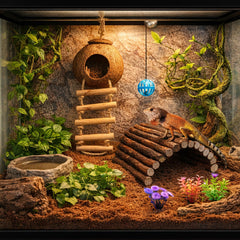 RUNANIA bola flor de agua, ofrece estimulación y juego para reptiles.