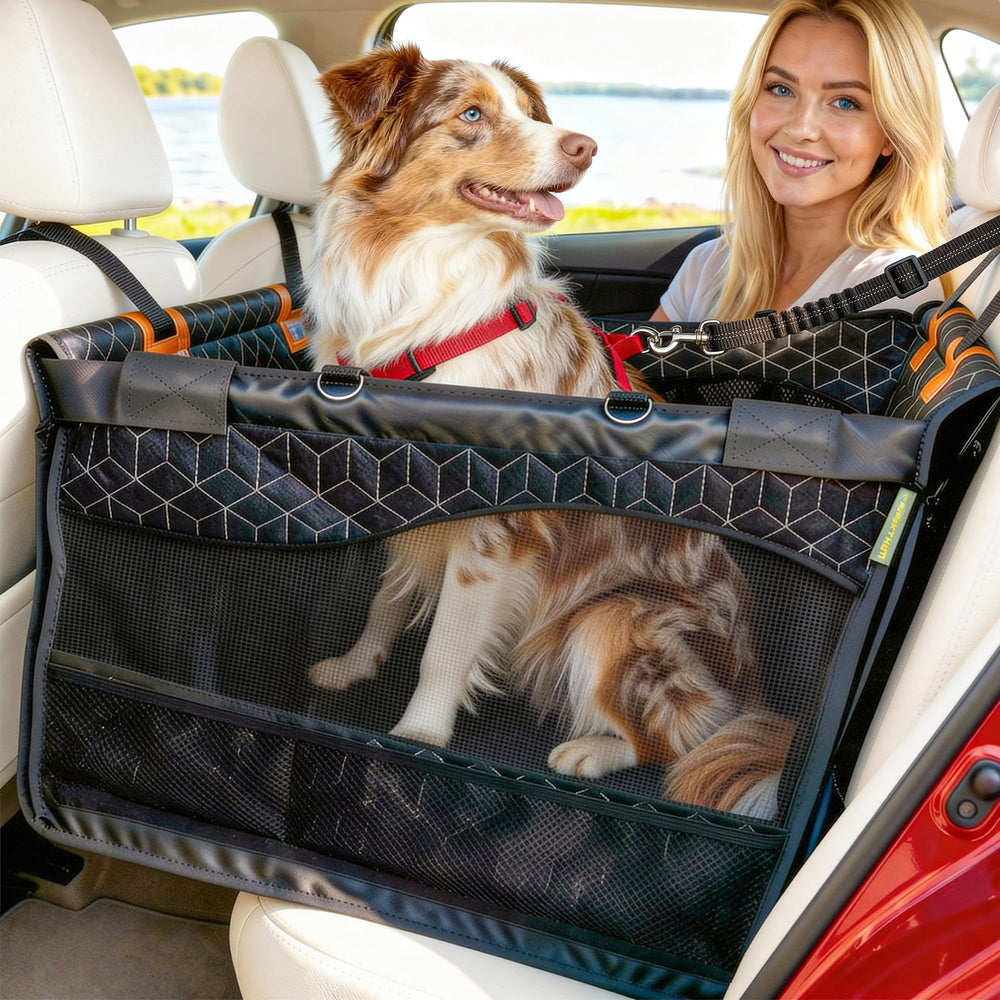 RUROKTHAM asiento para perros grandes con base dura y estabilidad en el coche