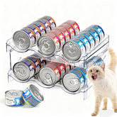 Rvelidode organizador de latas para gatos con claridad que facilita ver el contenido.