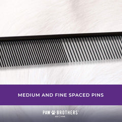 Paw Brothers Greyhound con dientes dobles, diseño de espaciado para pelo mediano.