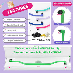 RYERCAT cepillo dental para gatos, diseño biodegradable y respetuoso con el medio ambiente.