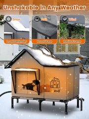 Rywell casa gato caliente exterior techo-impermeable: techo resistente a la lluvia.