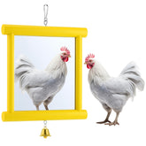Sadnyy espejo para pollos colgante con campana, estimula la curiosidad y la actividad diaria.