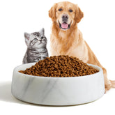 SAMAH tazón perro mármol blanco, diseño premium para alimentación diaria
