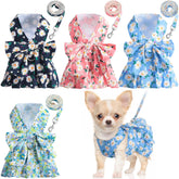 Sanwuta arnés vestido lazo floral azul glaciar, opción elegante para paseos diarios.