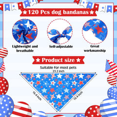 Bandana Sanwuta para perro con patrón patriótico, diseño triangular para salidas diarias.