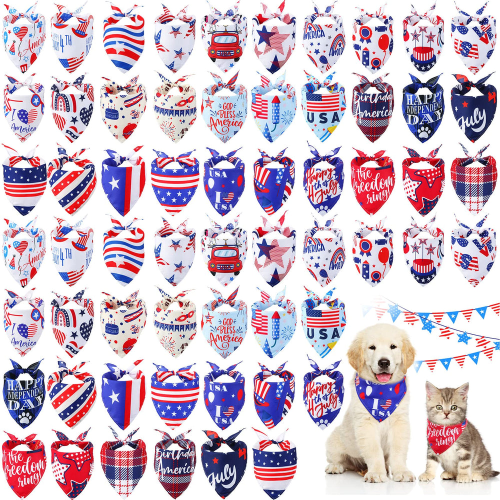 Bandanas patrióticas Sanwuta para mascotas, 60 piezas, ideales para fiestas y fotos