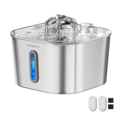 Sarpaws: fuente de agua para gatos en acero inoxidable, gran capacidad para hidratar diariamente