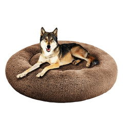 SAVFOX cama rosquilla plush frente, diseño acogedor para descanso seguro.