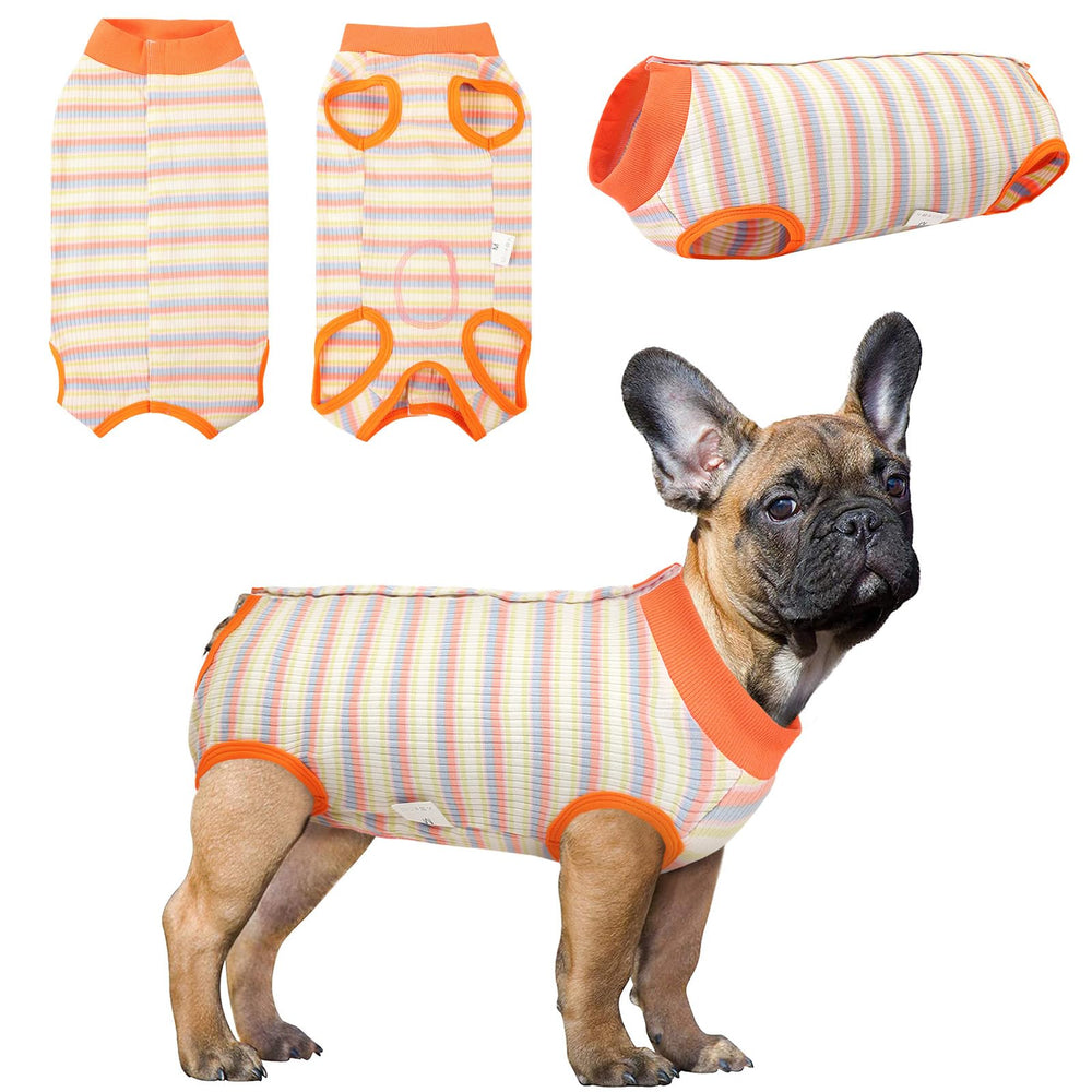 SAWMONG traje de recuperación para perros, vista frontal, protege heridas y facilita movilidad.