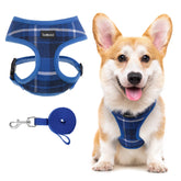 SCENEREAL arnés para perros, diseño plaid azul, cómodo y seguro para paseos diarios.