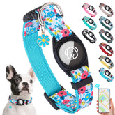 SCENEREAL collar Airtag azul con flor, cómodo para perros pequeños.